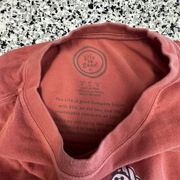 Life Is Good Crusher Shirt Mens Large Long Sleeve Coral Orange Graphic Print - Picture 5 of 8